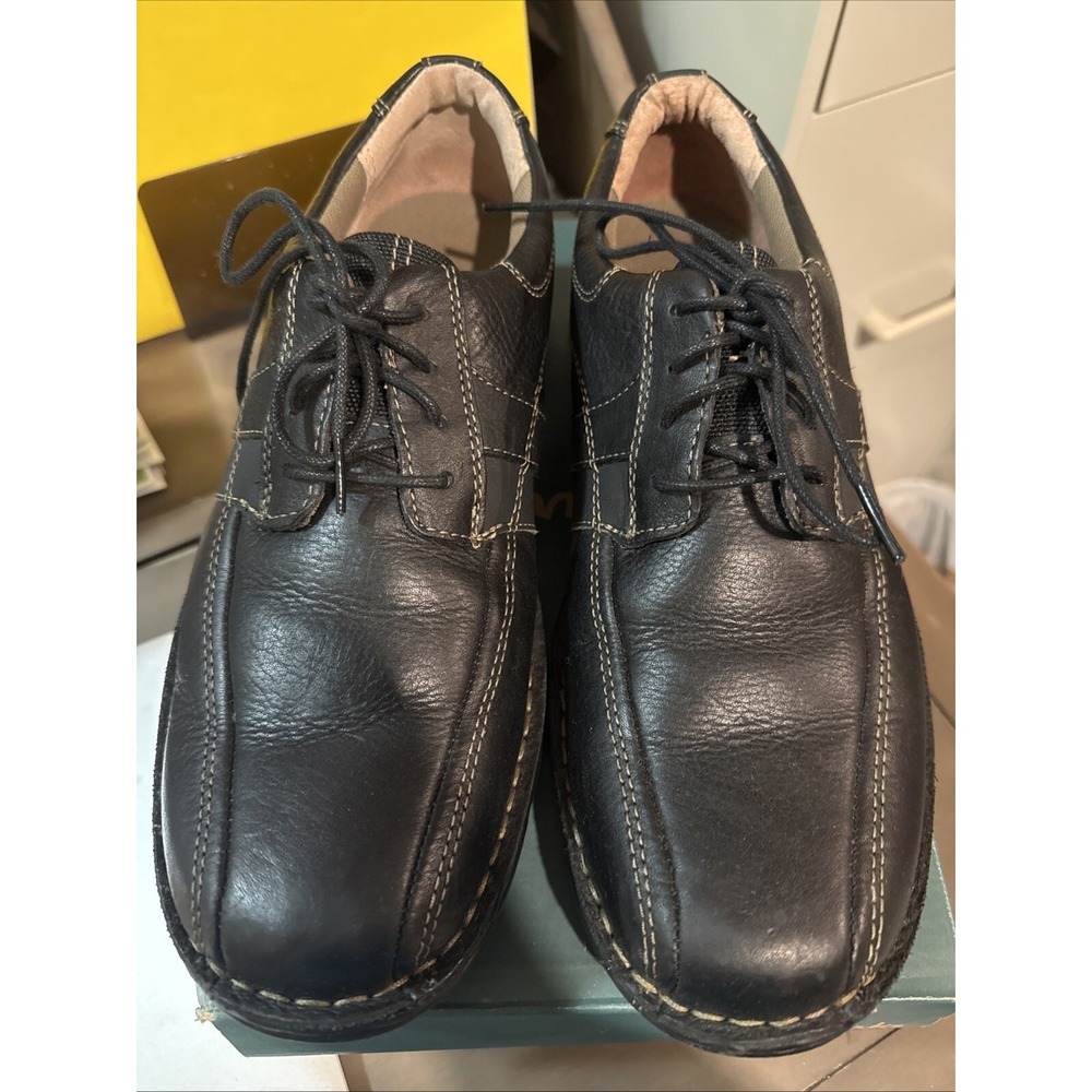 Clarks Espace 86234 Mens Casual Comfort Shoes Size 9.5M Black Lace Up Stitching-
